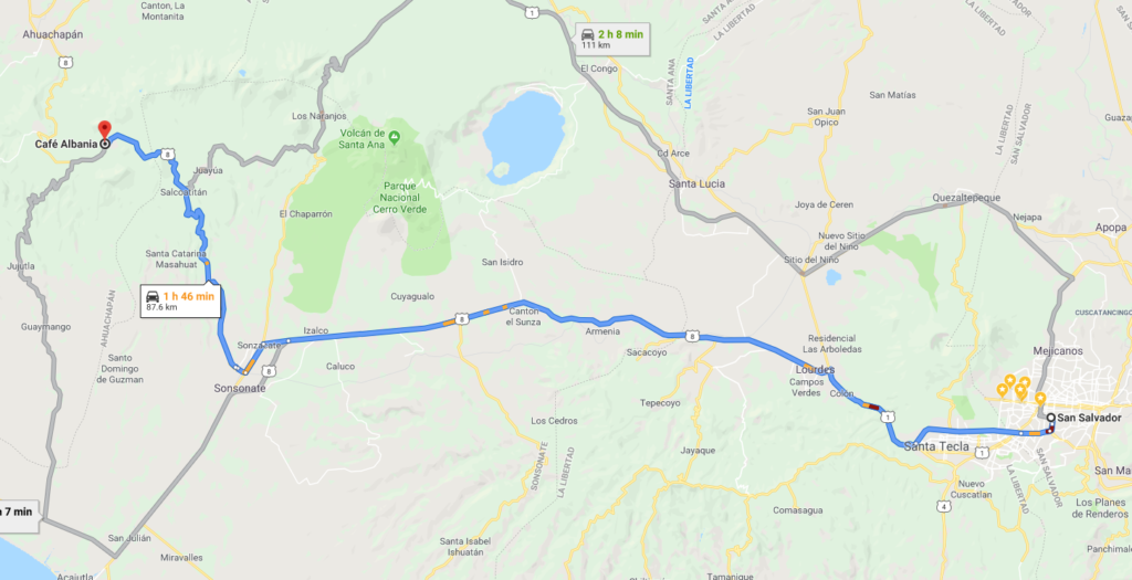 Mapa con las indicaciones para llegar al Café Albania